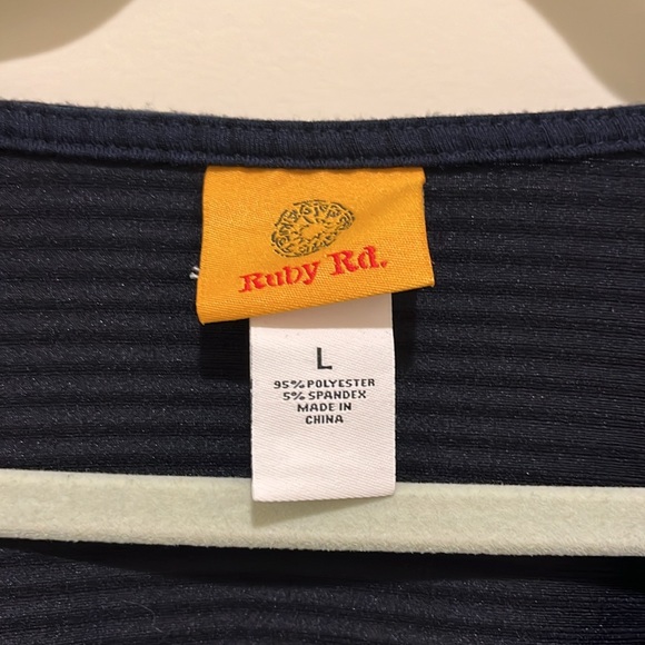 Ruby Rd Navy Tie Front Top - Picture 3 of 5